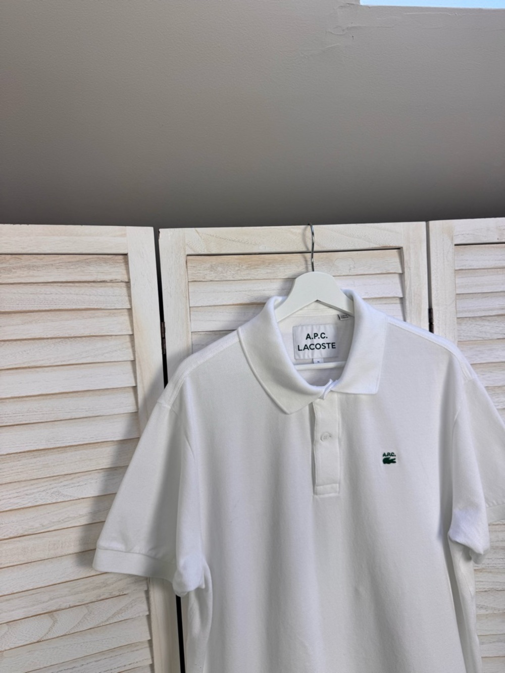 Lacoste White Polo with Green Croc Logo